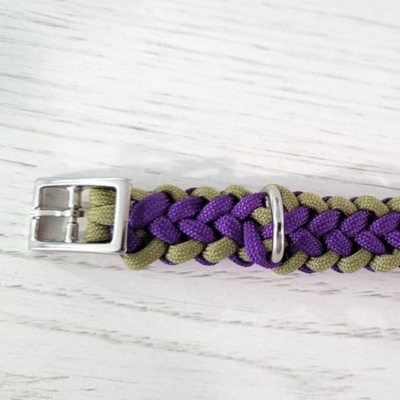 1/2" Paracord Dog Collar with Biothane Adjustable Adapter - Green and Purp - Picture 5 of 7